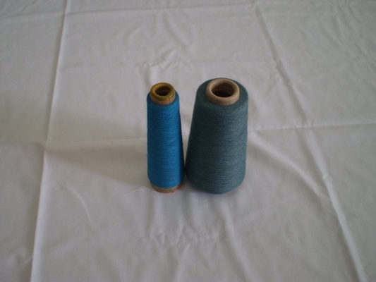 Blue 100% Polyester Dope Dyed Yarn , Ring Spun 16s - 50s
