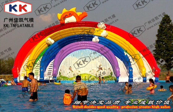 Backyard Inflatable Water Slide , Swimming Pool Rainbow Water Slide