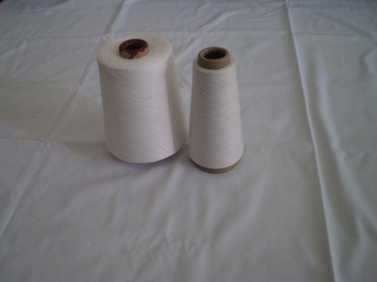 100% Raw White Virgin Polyester Spun Yarn , Automatic Cone
