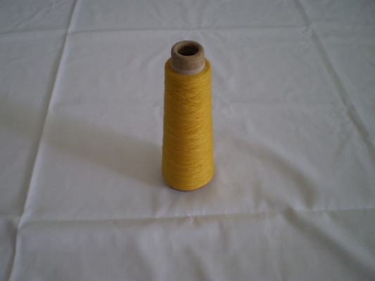 Yellow 40s Spun Polyester Dyed Yarn For Weaving Blanket , Glove