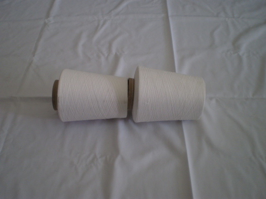 100% Raw White Virgin Polyester Spun Yarn , Automatic Cone