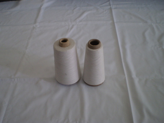 100% Raw White Virgin Polyester Spun Yarn , Automatic Cone