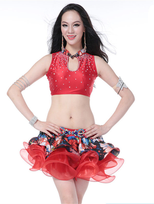 Elegant Latin Dance Wear In Royal , Nylon sexy belly dance costumes