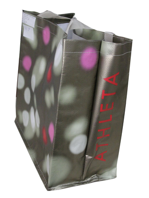 Waterpaint Dots PP Woven Reusable Carrier Bags Big Capacity , Nylon Tape Handle