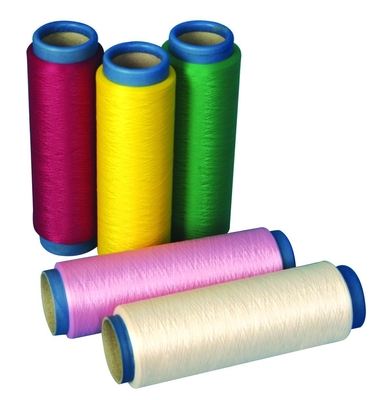 Eco - Friendly Dope Dyed Yarn In Pink / Yellow / Green / White For Making Fabric  250D/96F