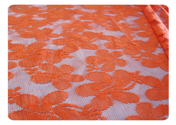 Orange 100% Polyester Lace Fabric For Fashionable Dress , Lingerie CY-CT8556