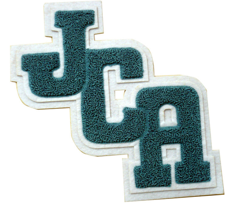 Black Alphabet Pattern Custom Embroidered Patches Sew / Plastic / Iron / Velcro On