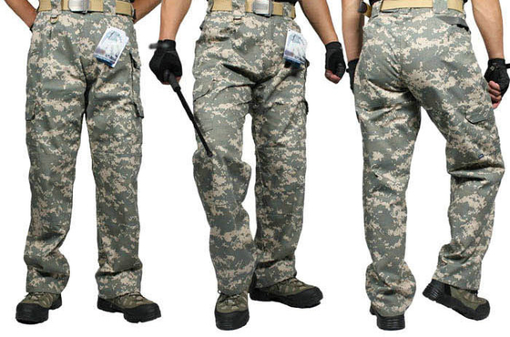 ACU Military Camouflage Cargo Pants Waterproof For Urban Roaming / Hiking