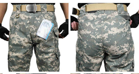 ACU Military Camouflage Cargo Pants Waterproof For Urban Roaming / Hiking